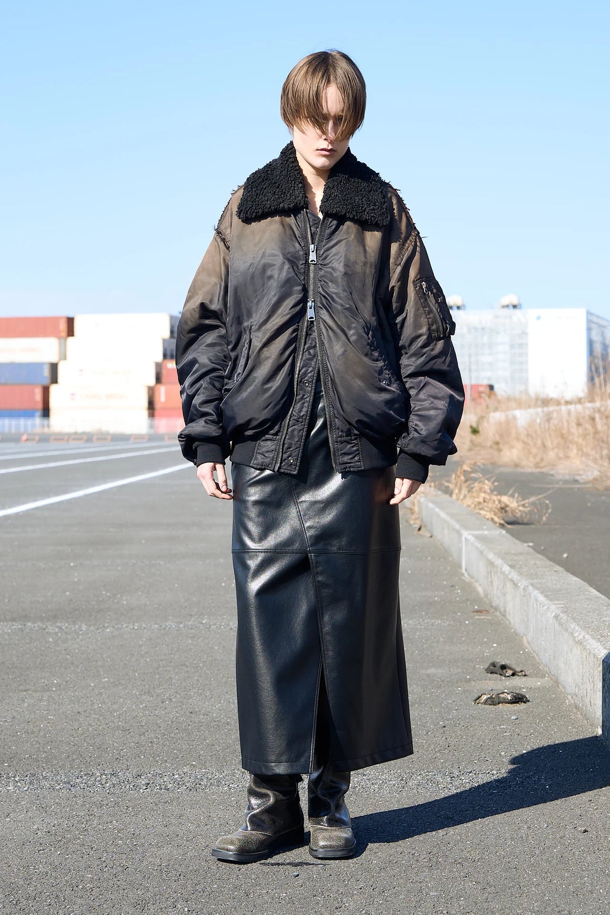 frayed reversible bomber jacket