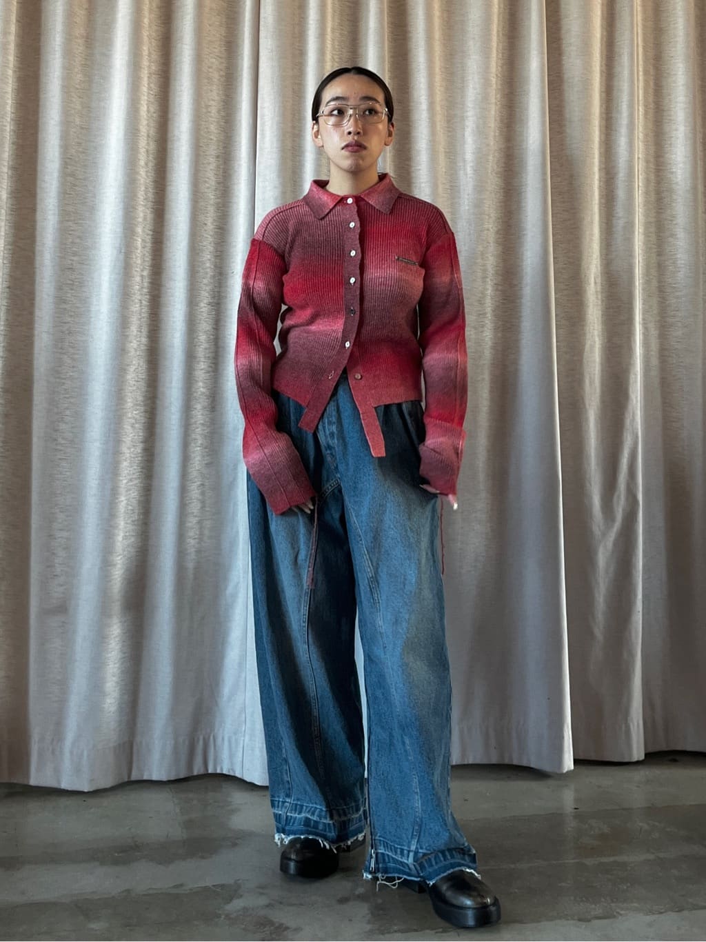 zip open denim pants