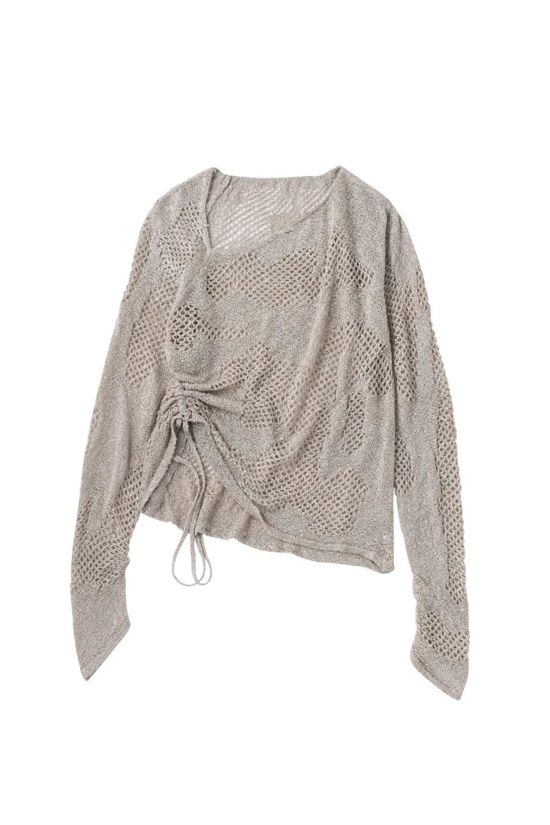 asymmetry sheer lamé knit