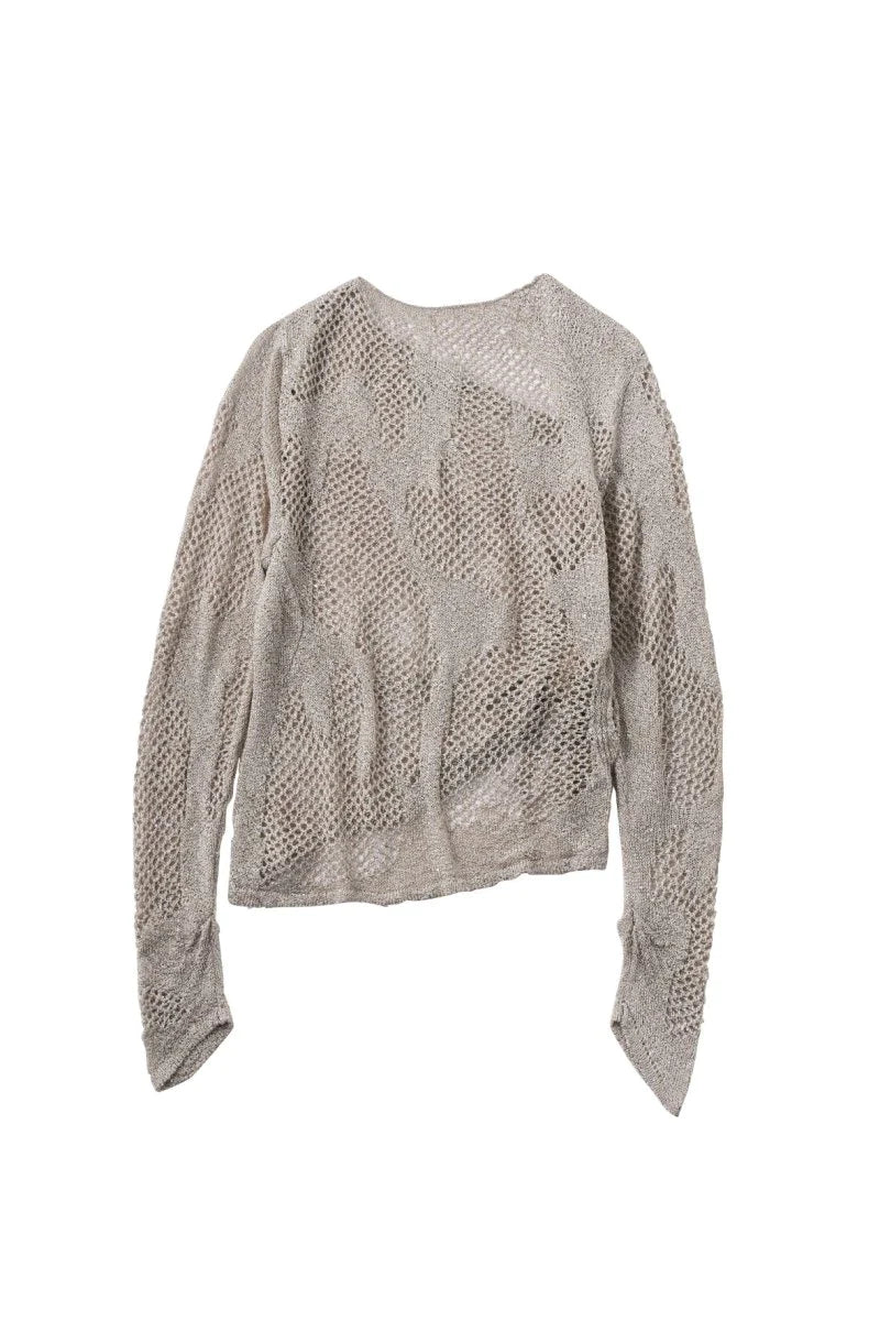 asymmetry sheer lamé knit