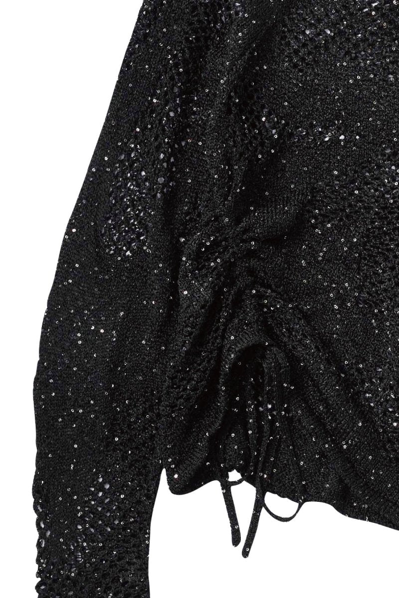 asymmetry sheer lamé knit