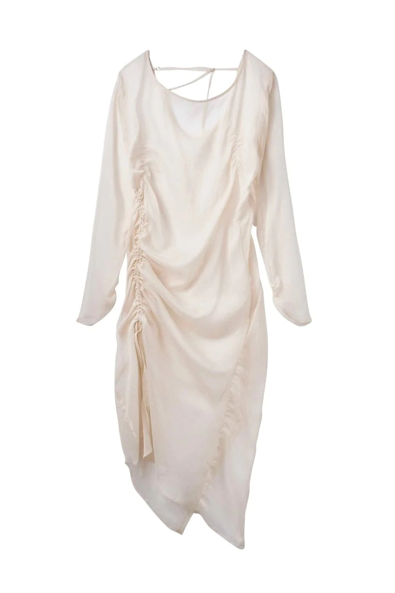 asymmetry sheer long one piece