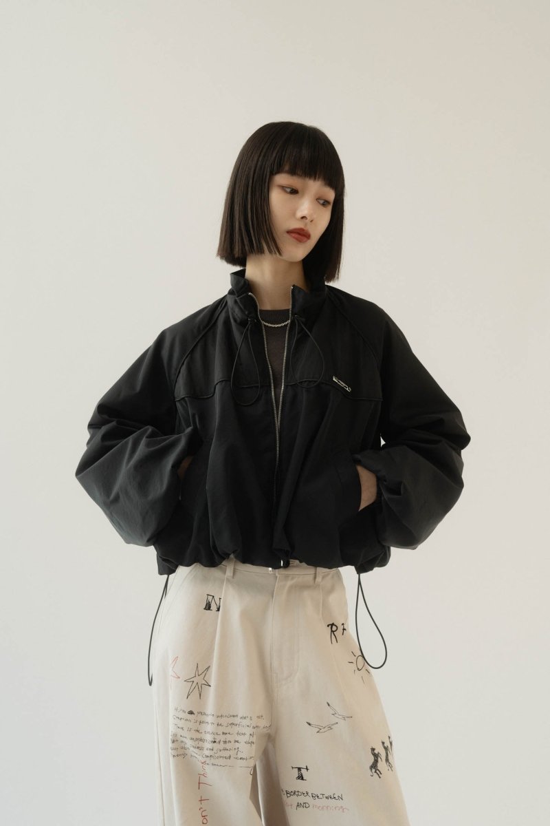 balloon sleeve nylon jacket