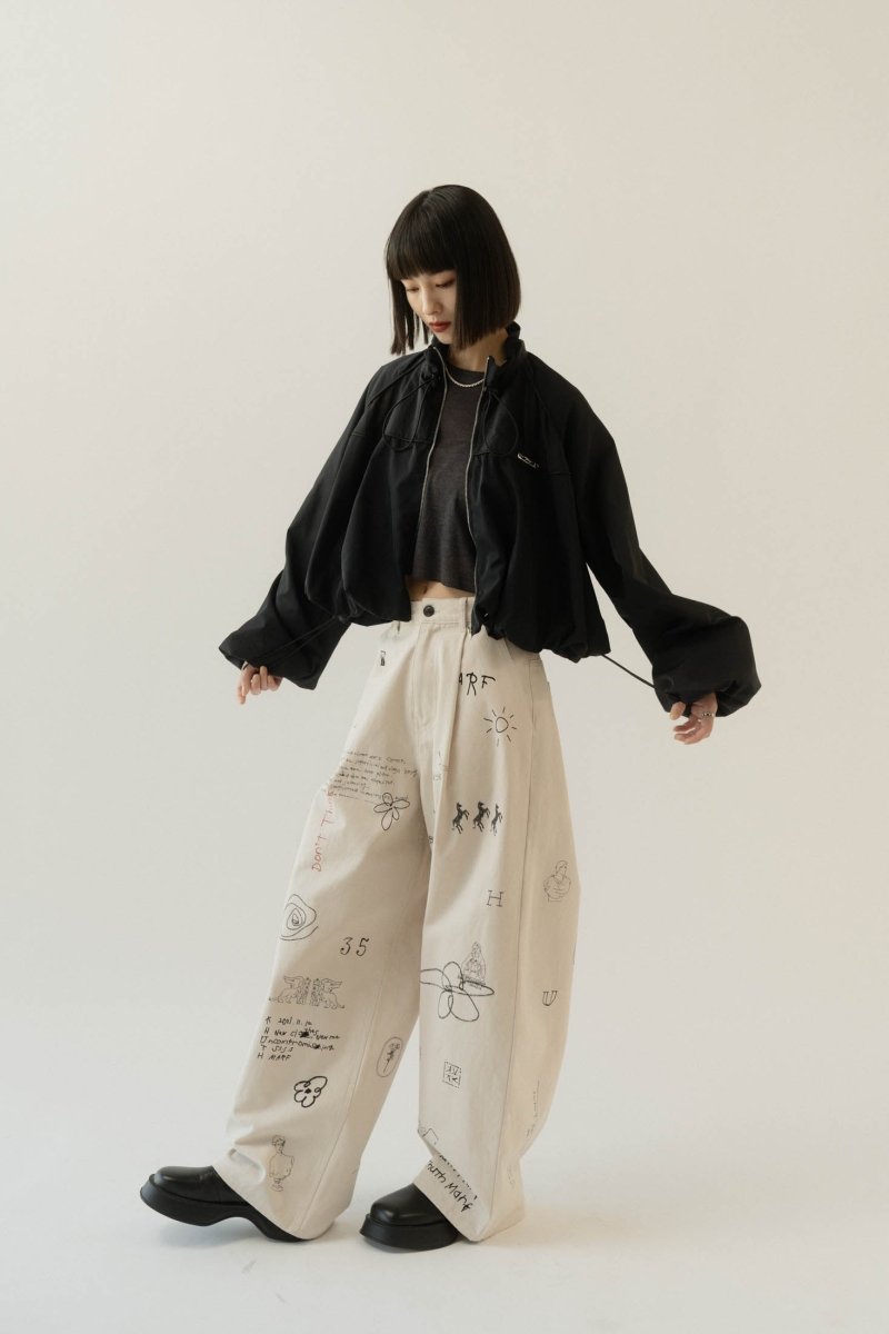 balloon sleeve nylon jacket