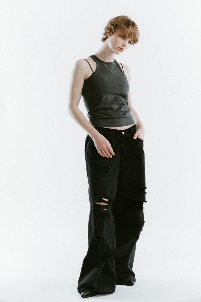 damage denim pants(unisex)