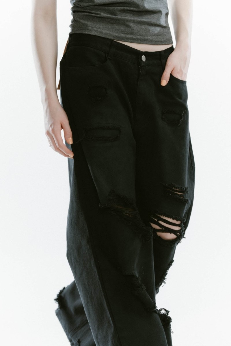 damage denim pants(unisex)