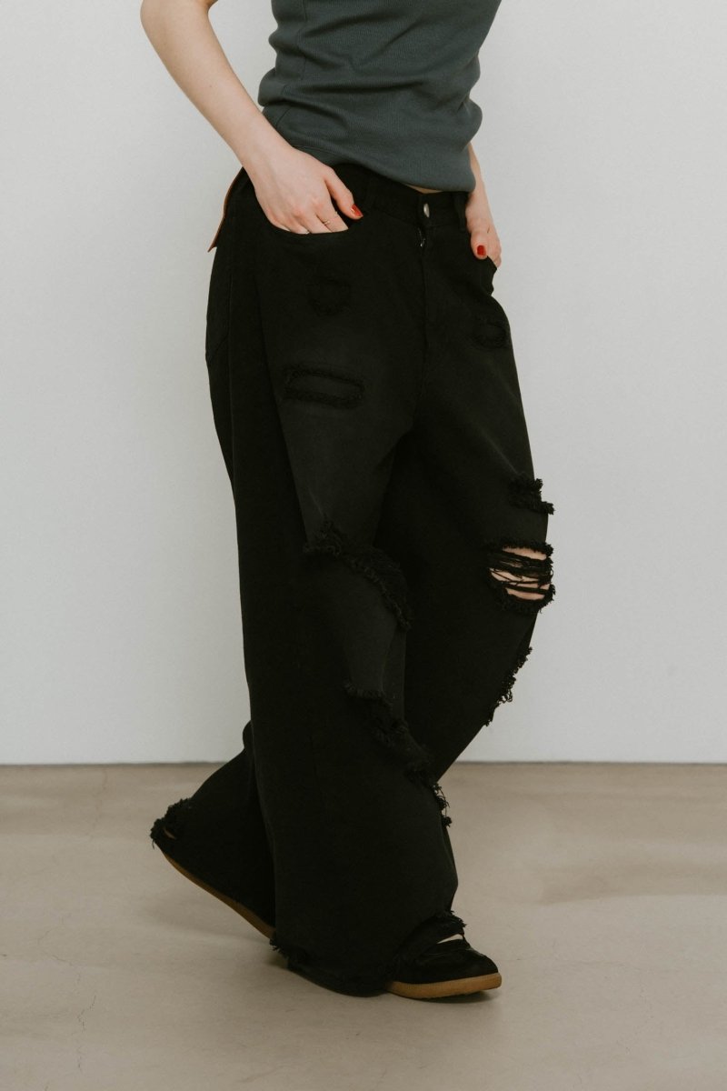 damage denim pants(unisex)