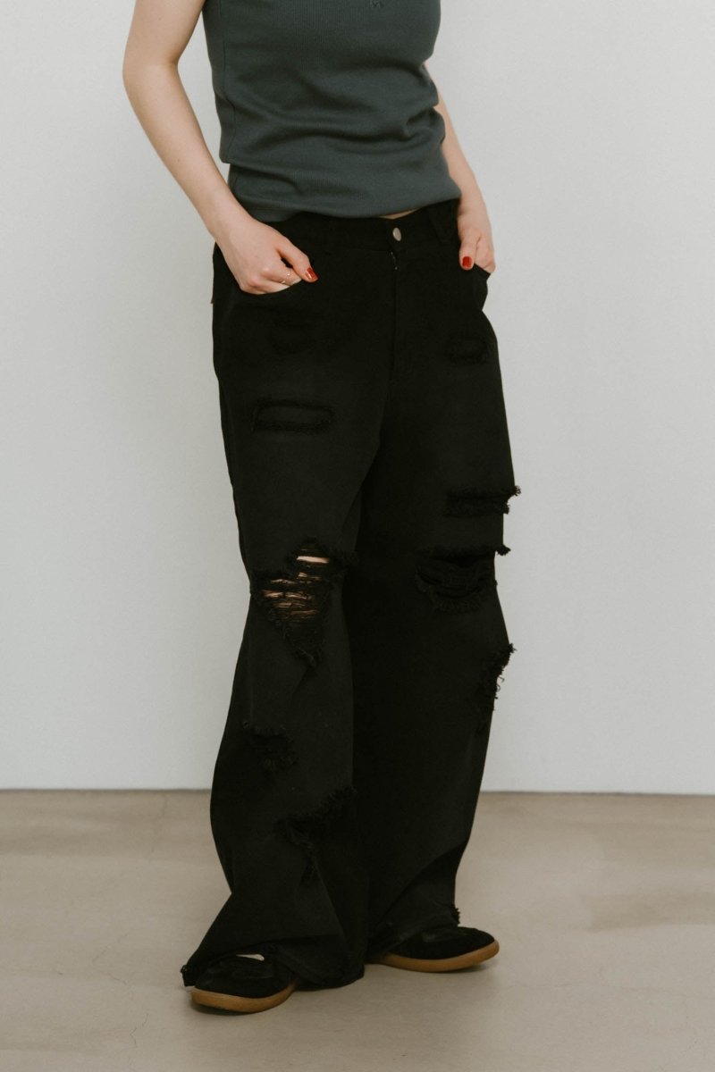damage denim pants(unisex)