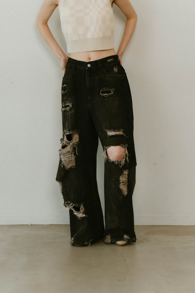 damage denim pants(unisex)