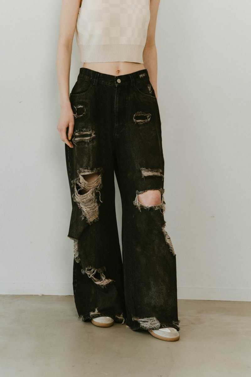 damage denim pants(unisex)