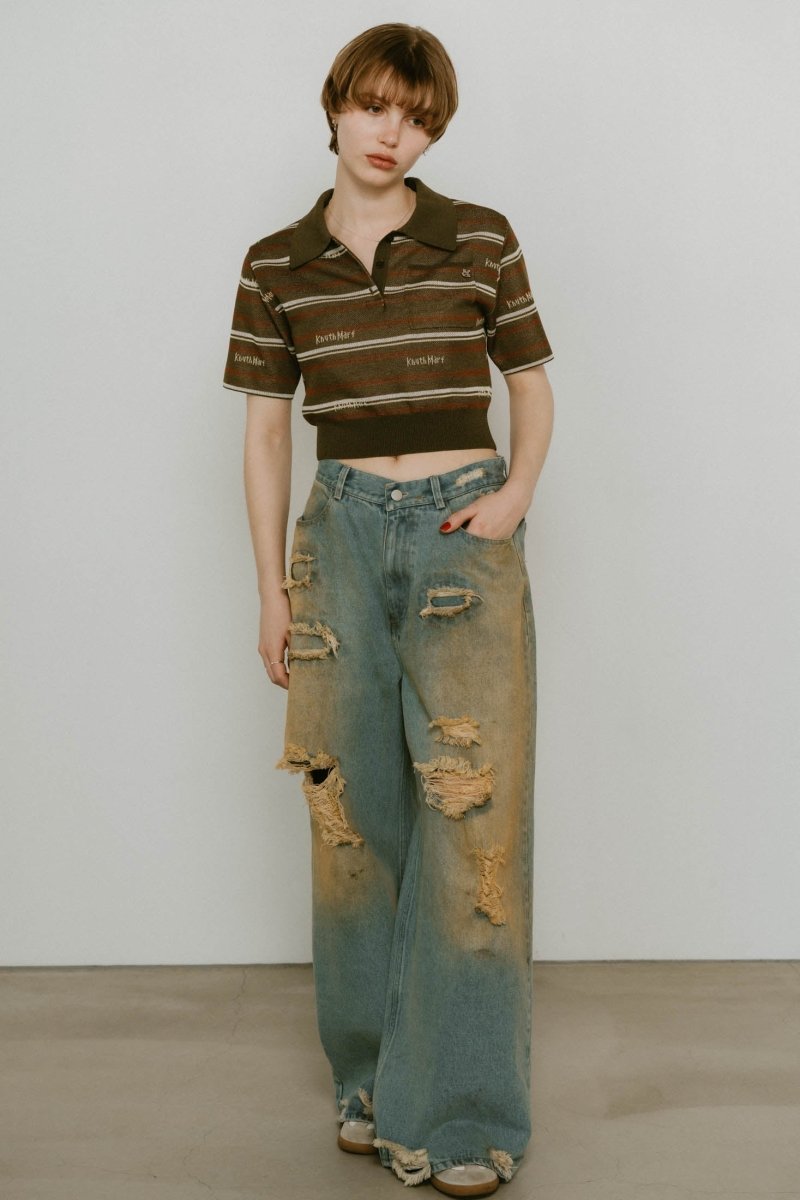 damage denim pants(unisex)