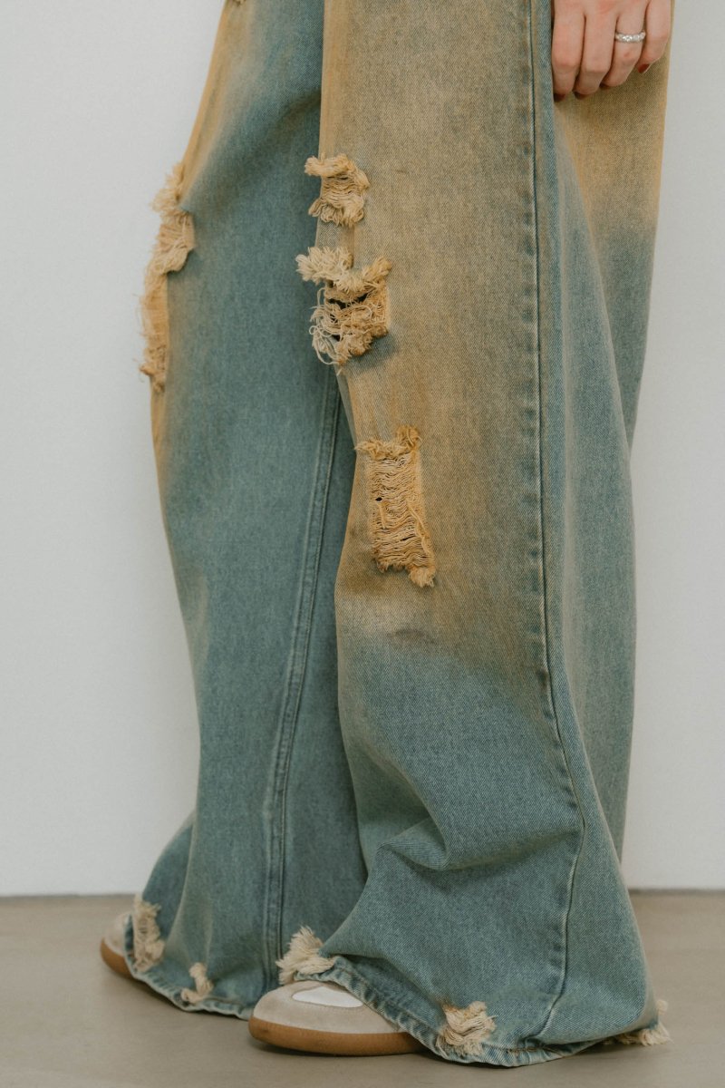 damage denim pants(unisex)