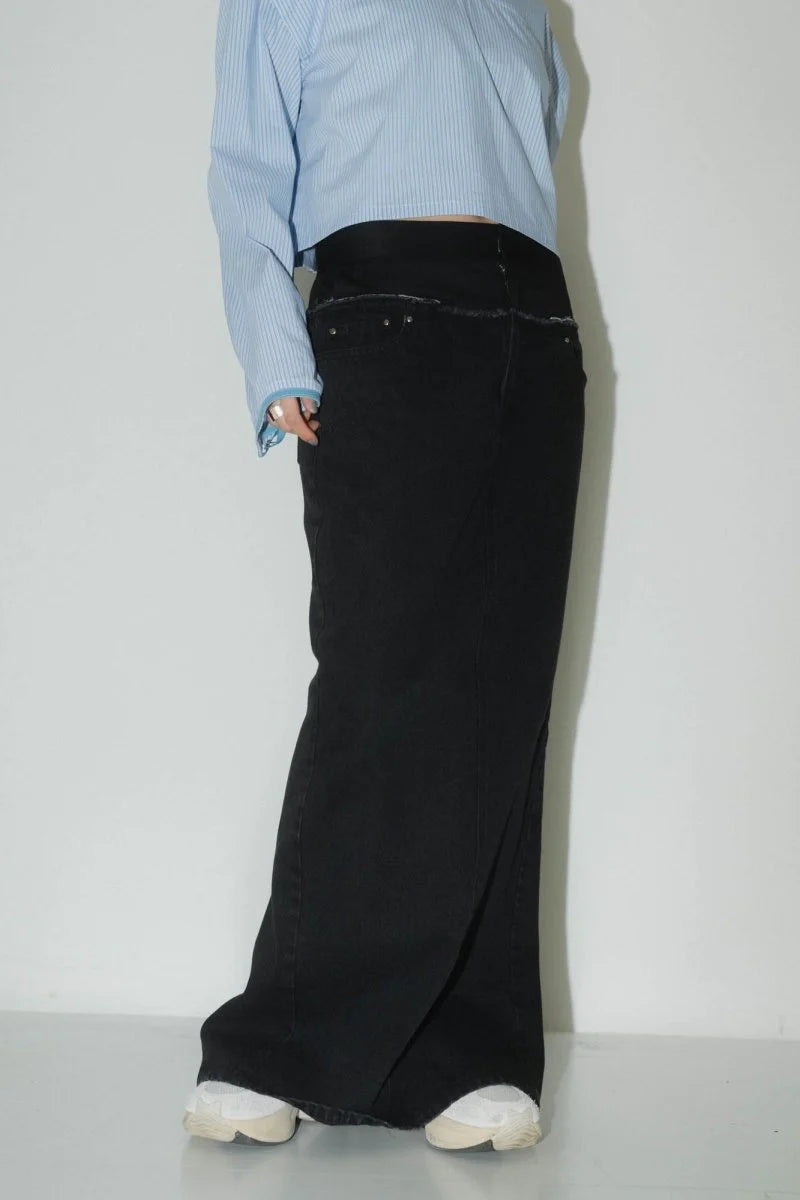 docking maxi denim skirt