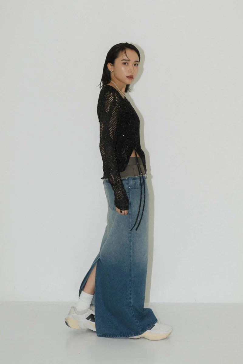 docking maxi denim skirt
