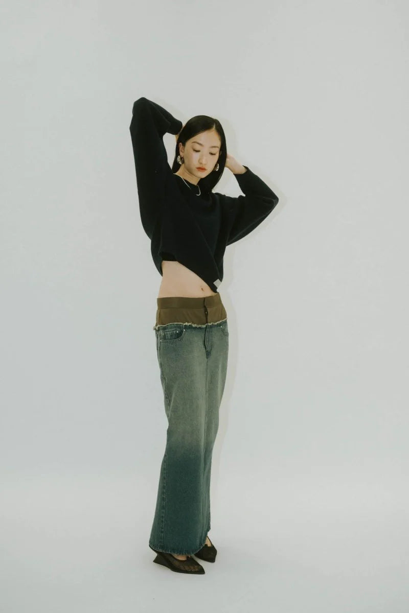 docking maxi denim skirt