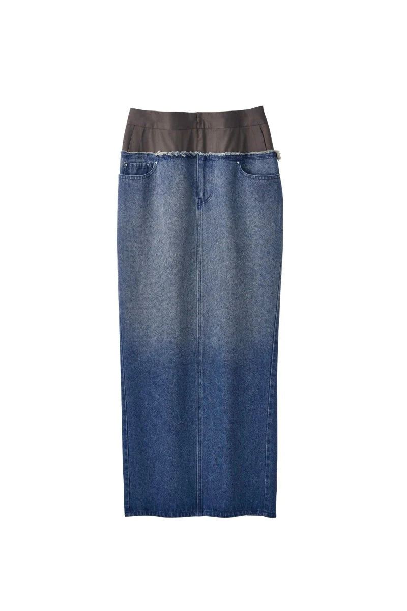 docking maxi denim skirt