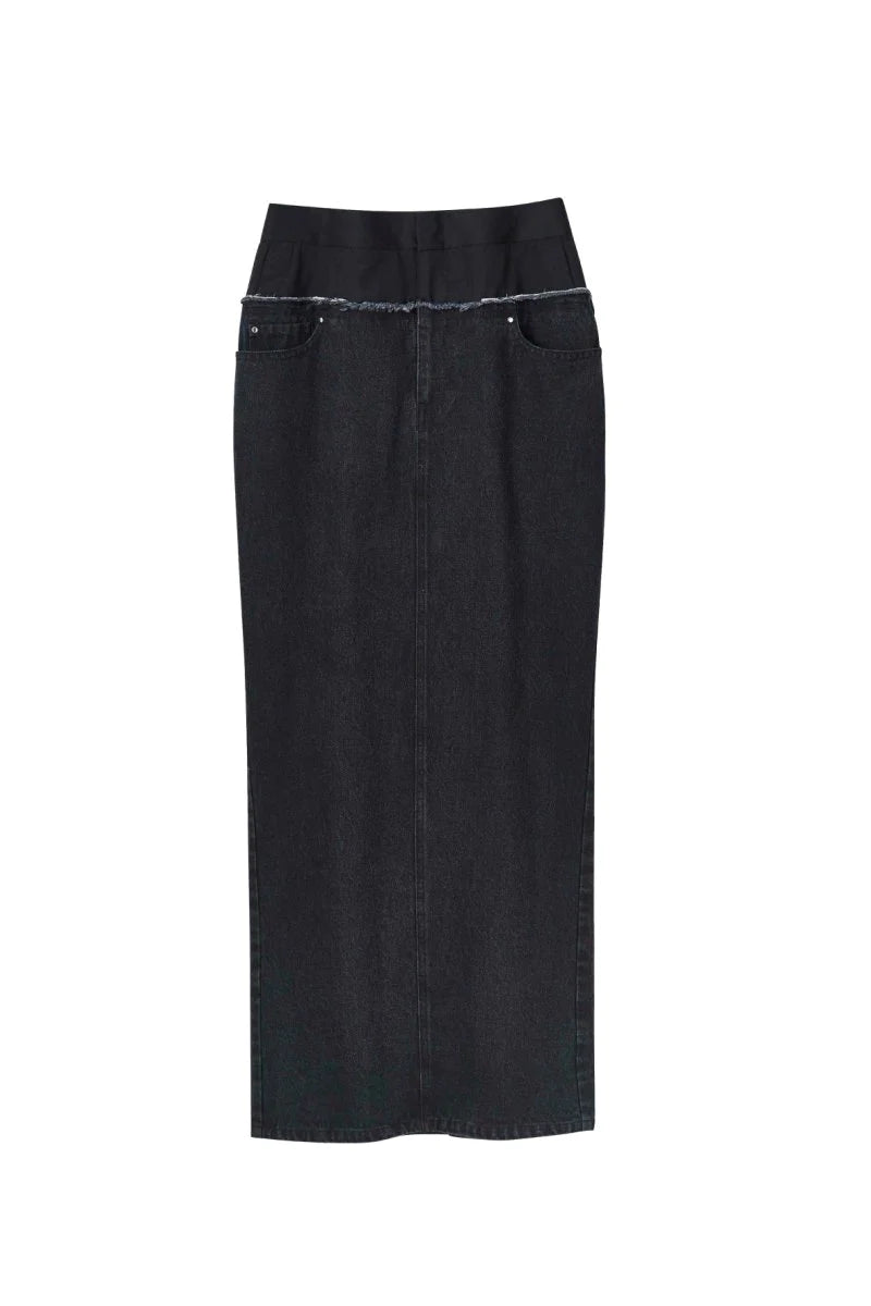 docking maxi denim skirt