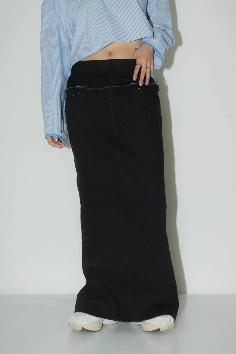 docking maxi denim skirt