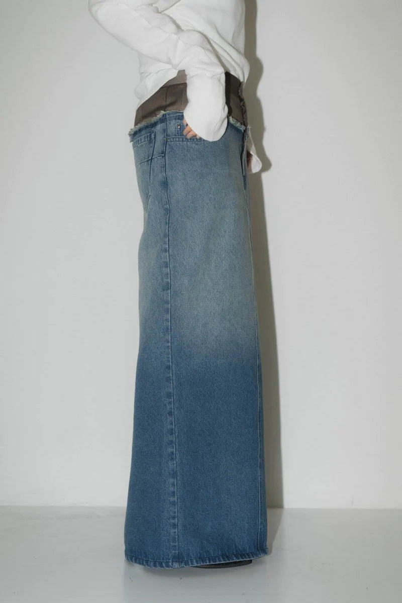 docking maxi denim skirt