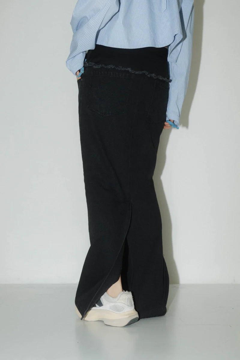 docking maxi denim skirt