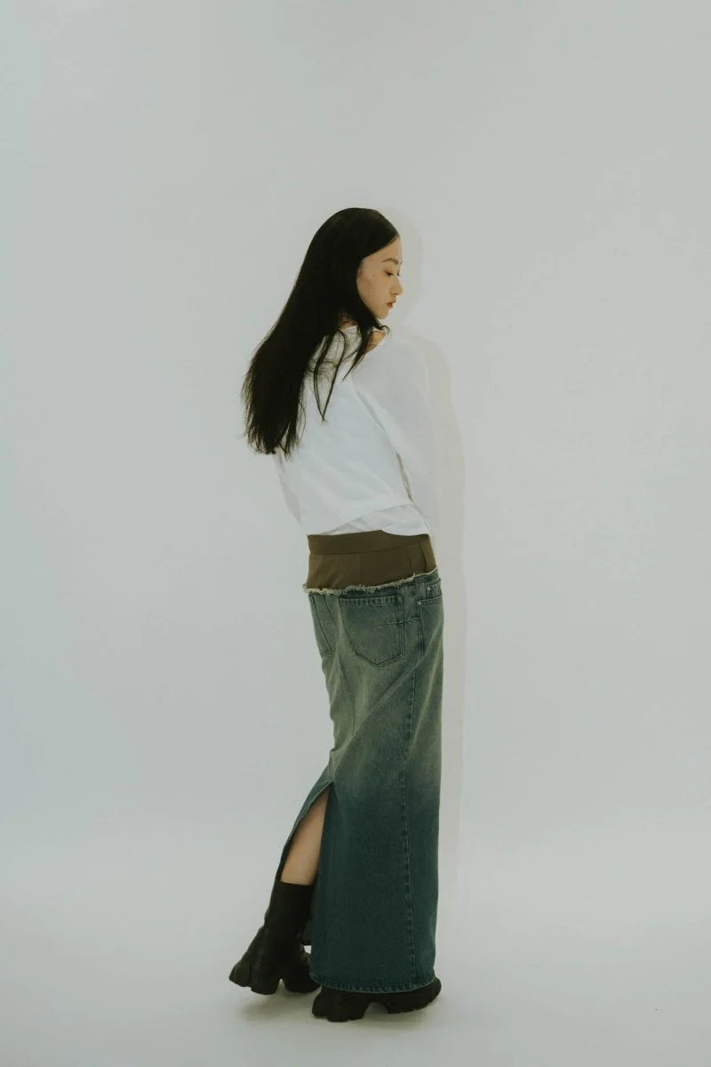 docking maxi denim skirt