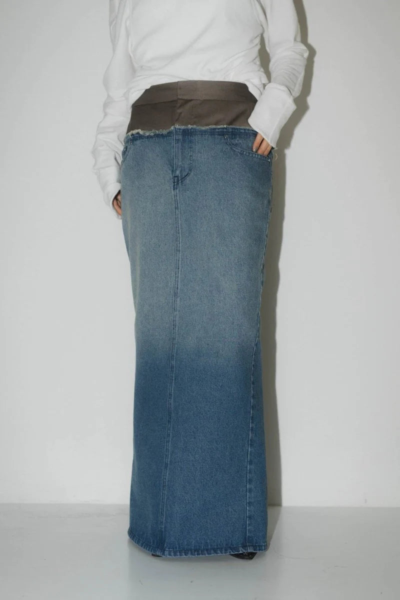 docking maxi denim skirt