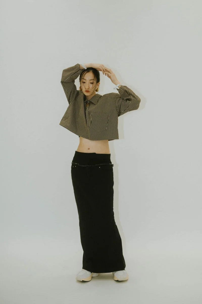 docking maxi denim skirt