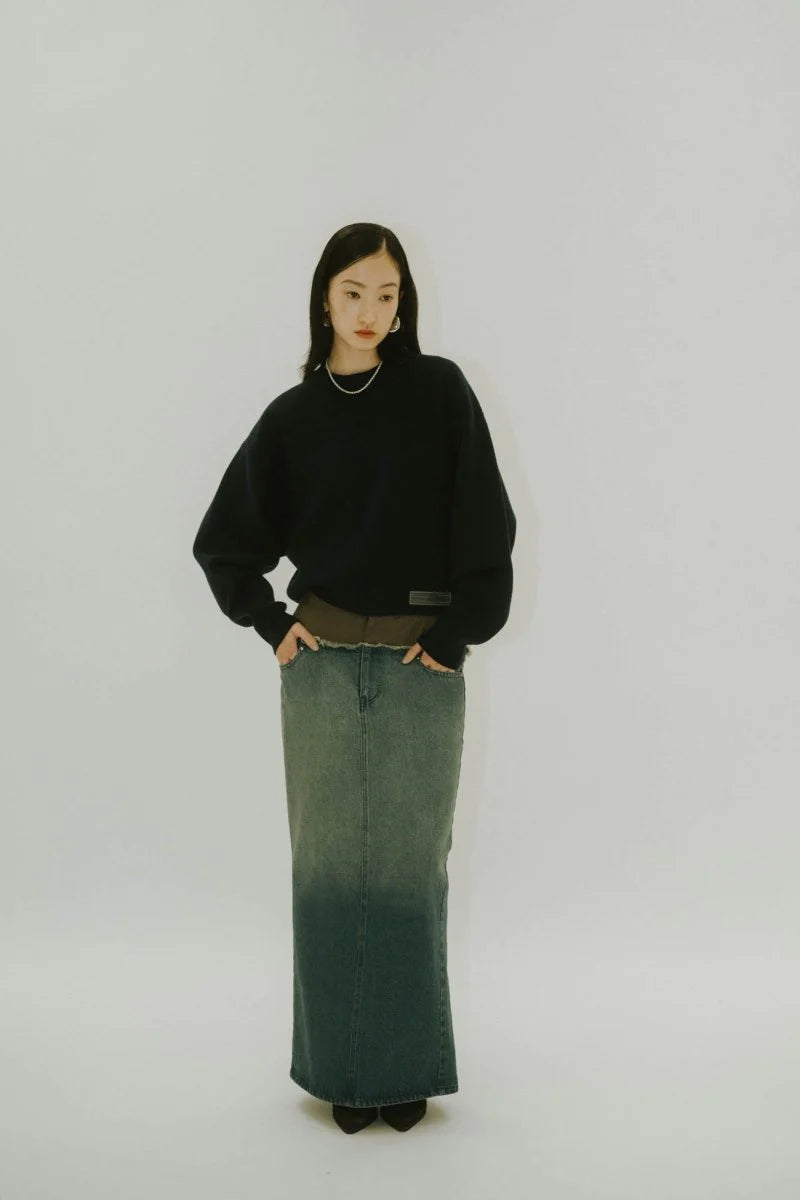 docking maxi denim skirt