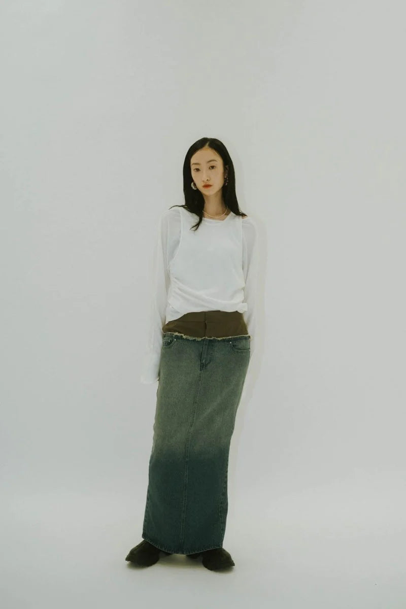 docking maxi denim skirt
