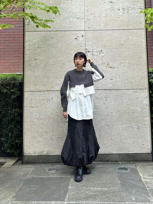 cable layer short knit top