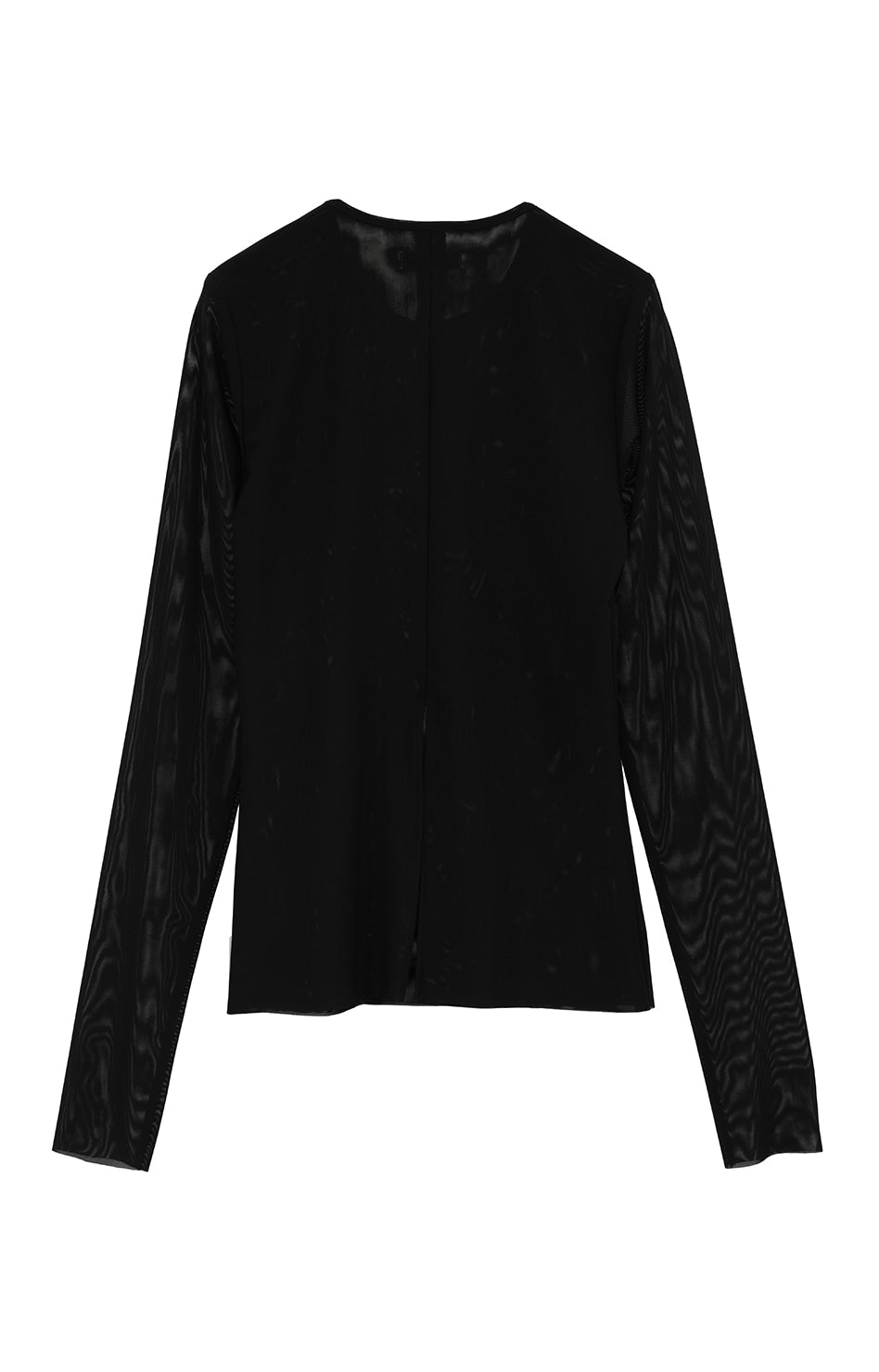 sheer mesh crew neck tops