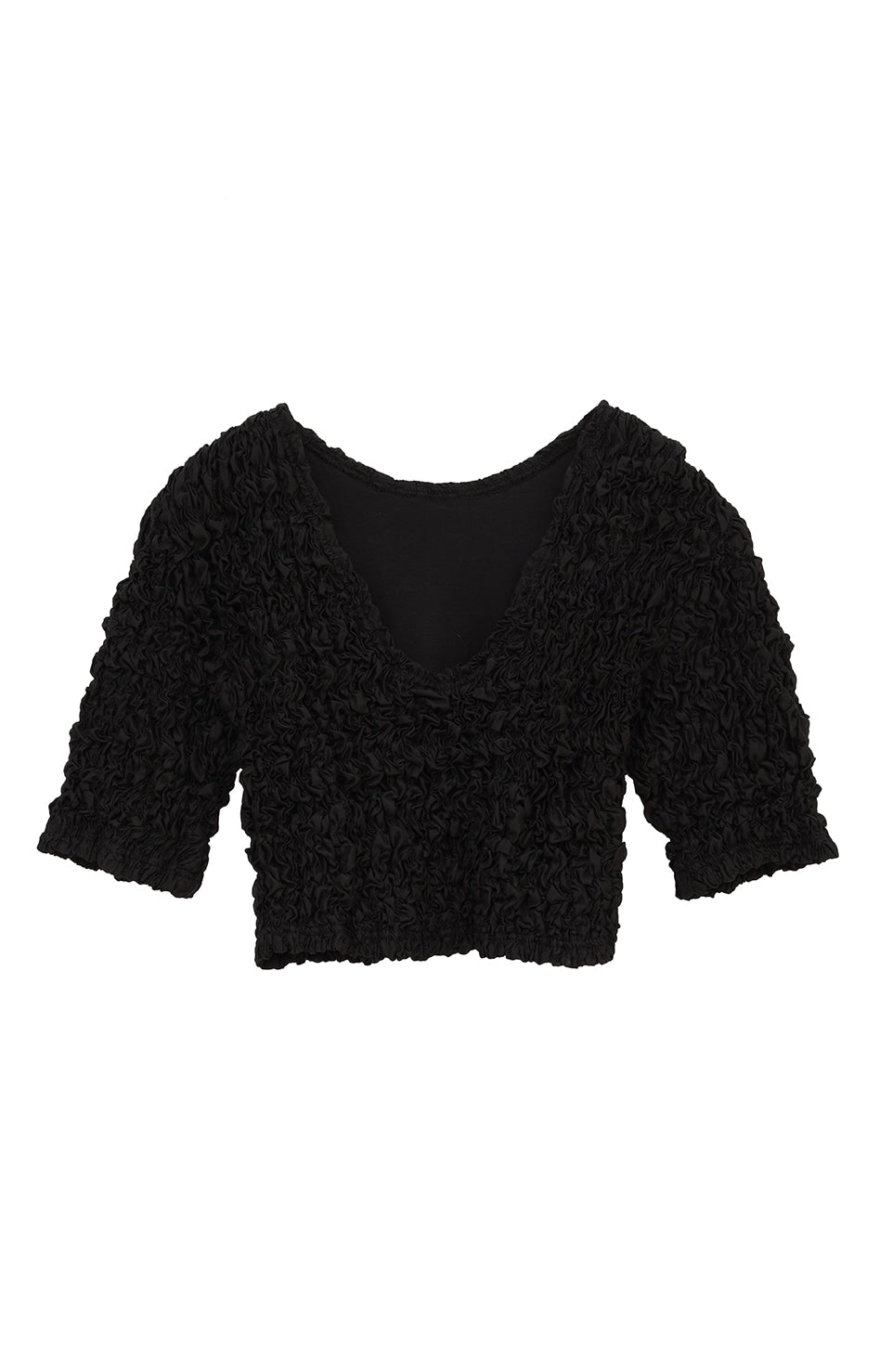 w face shirring cropped tops
