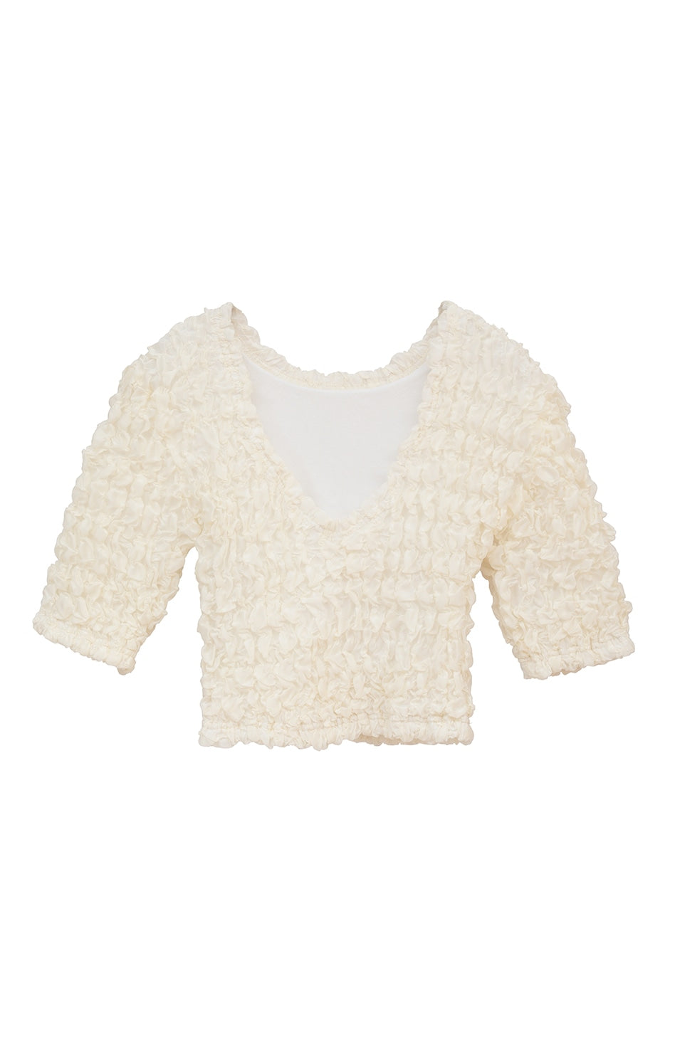 w face shirring cropped tops