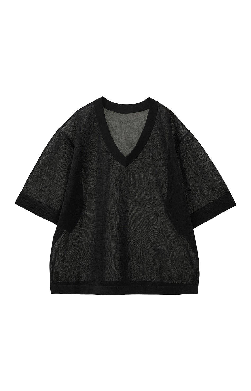sheer v neck knit tops
