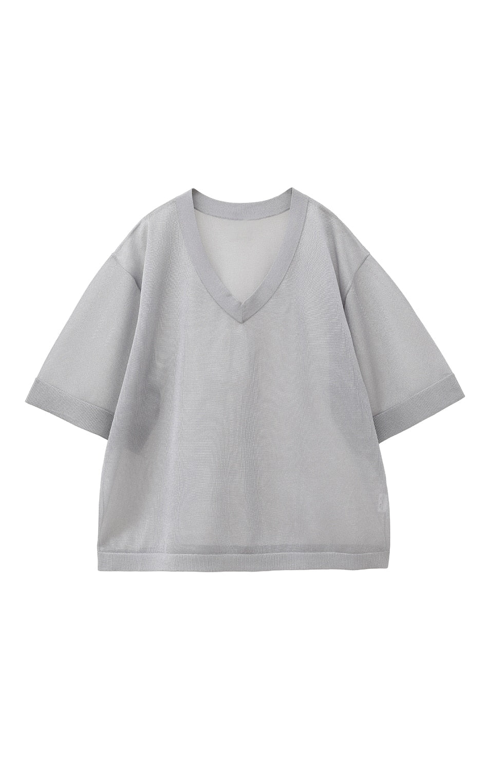 sheer v neck knit tops