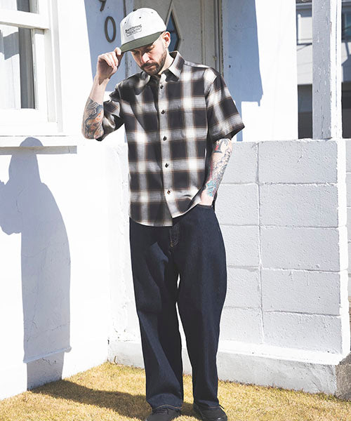 organic cotton ombre check regular collar ss shirt