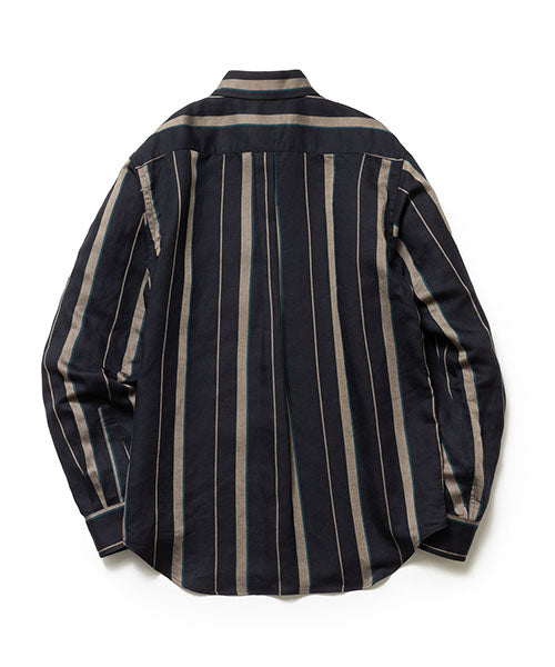 lyocell linen blend multi stripe / regular collar shirt