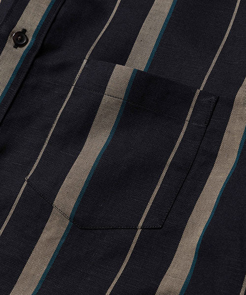 lyocell linen blend multi stripe / regular collar shirt