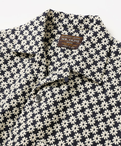 flower lace / open collar shirt