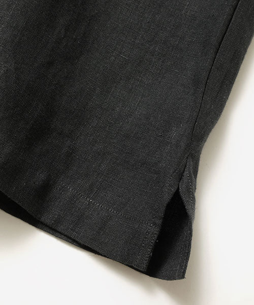 french linen washable / open collar shirt