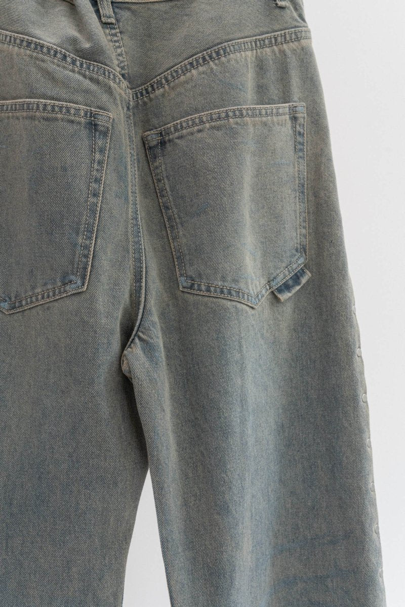 side line studs denim (unisex) saxbeige