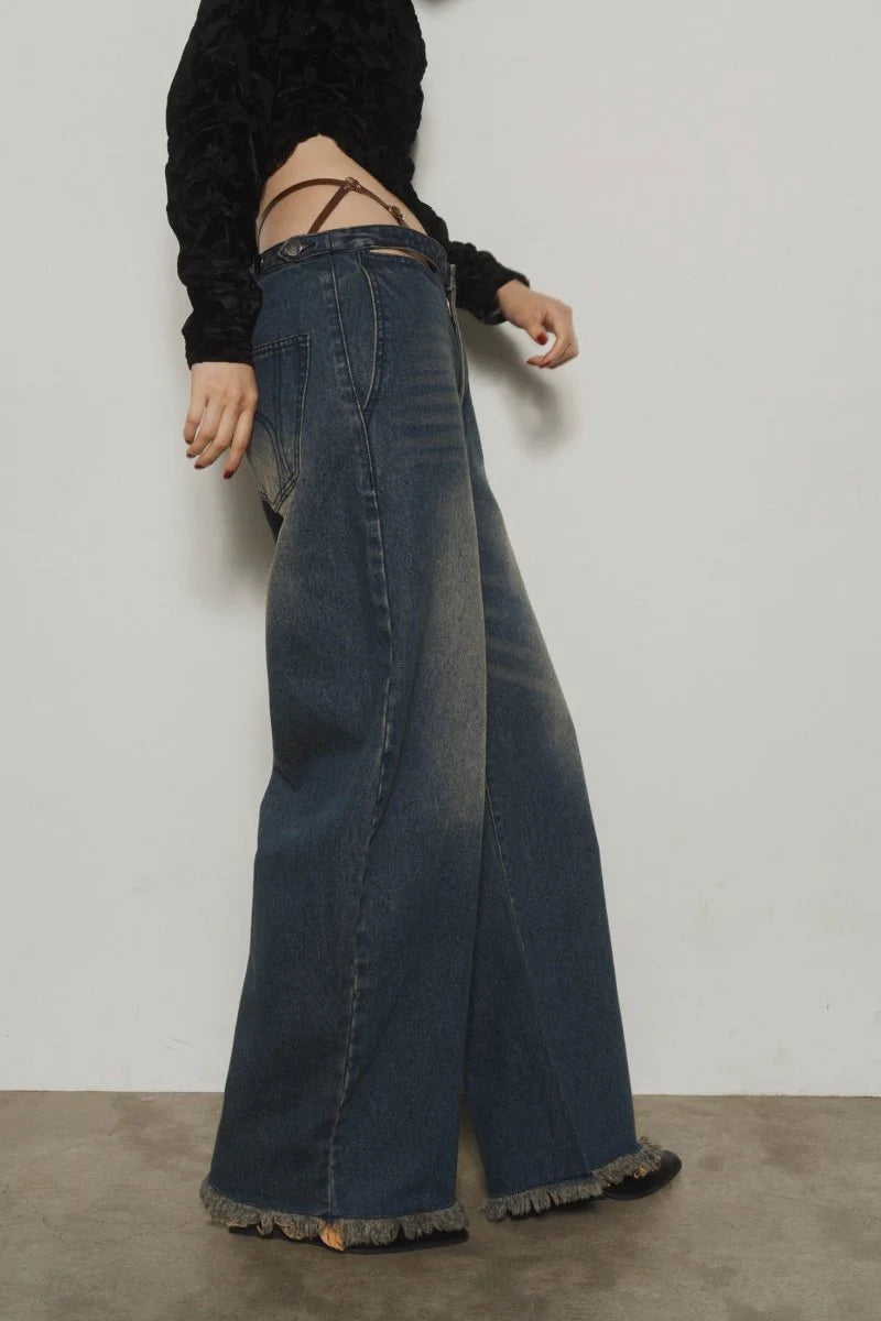 spaghetti denim pants