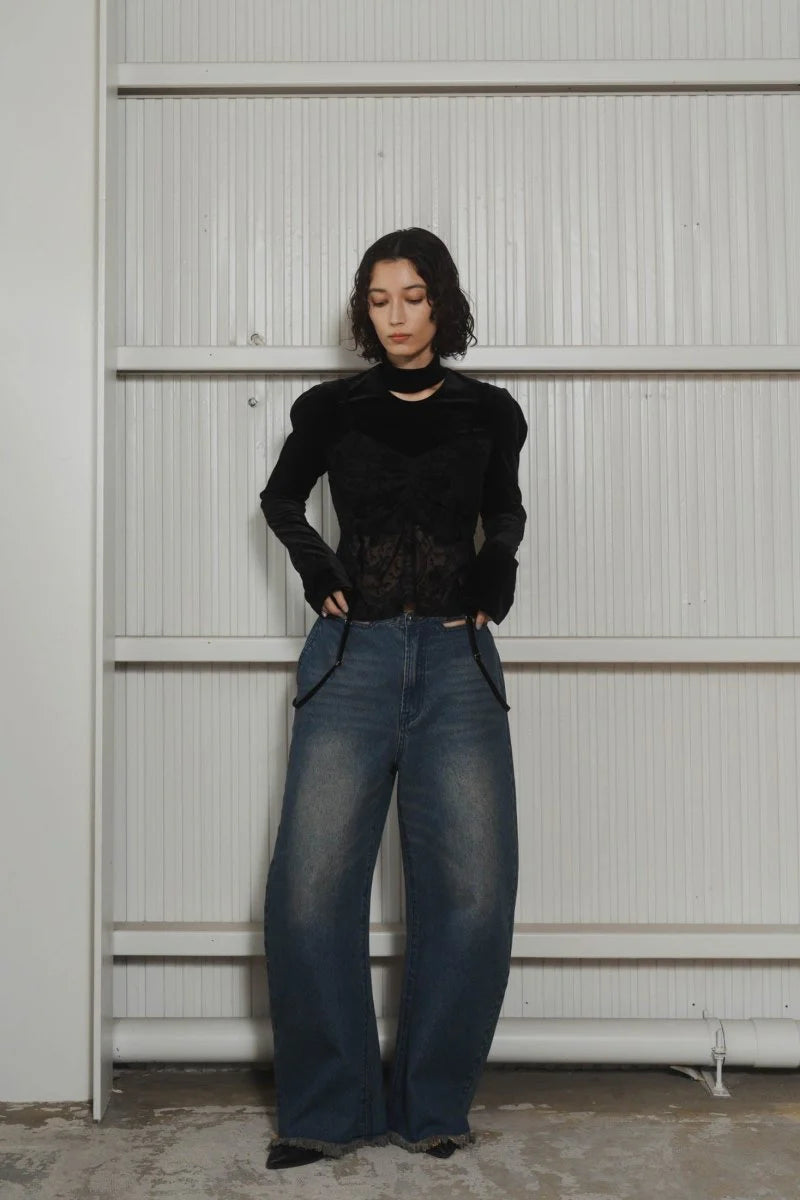 spaghetti denim pants