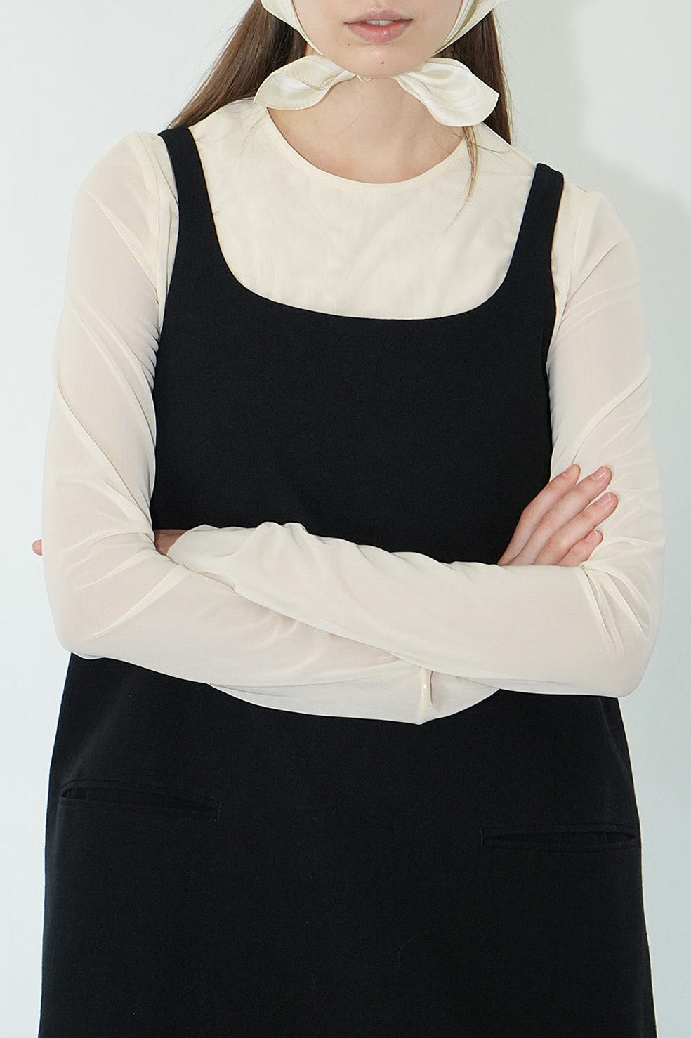 sheer mesh crew neck tops