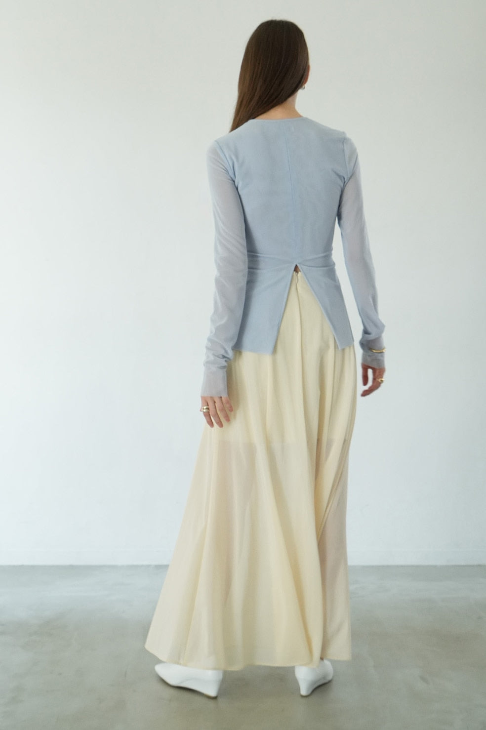 sheer mesh crew neck tops