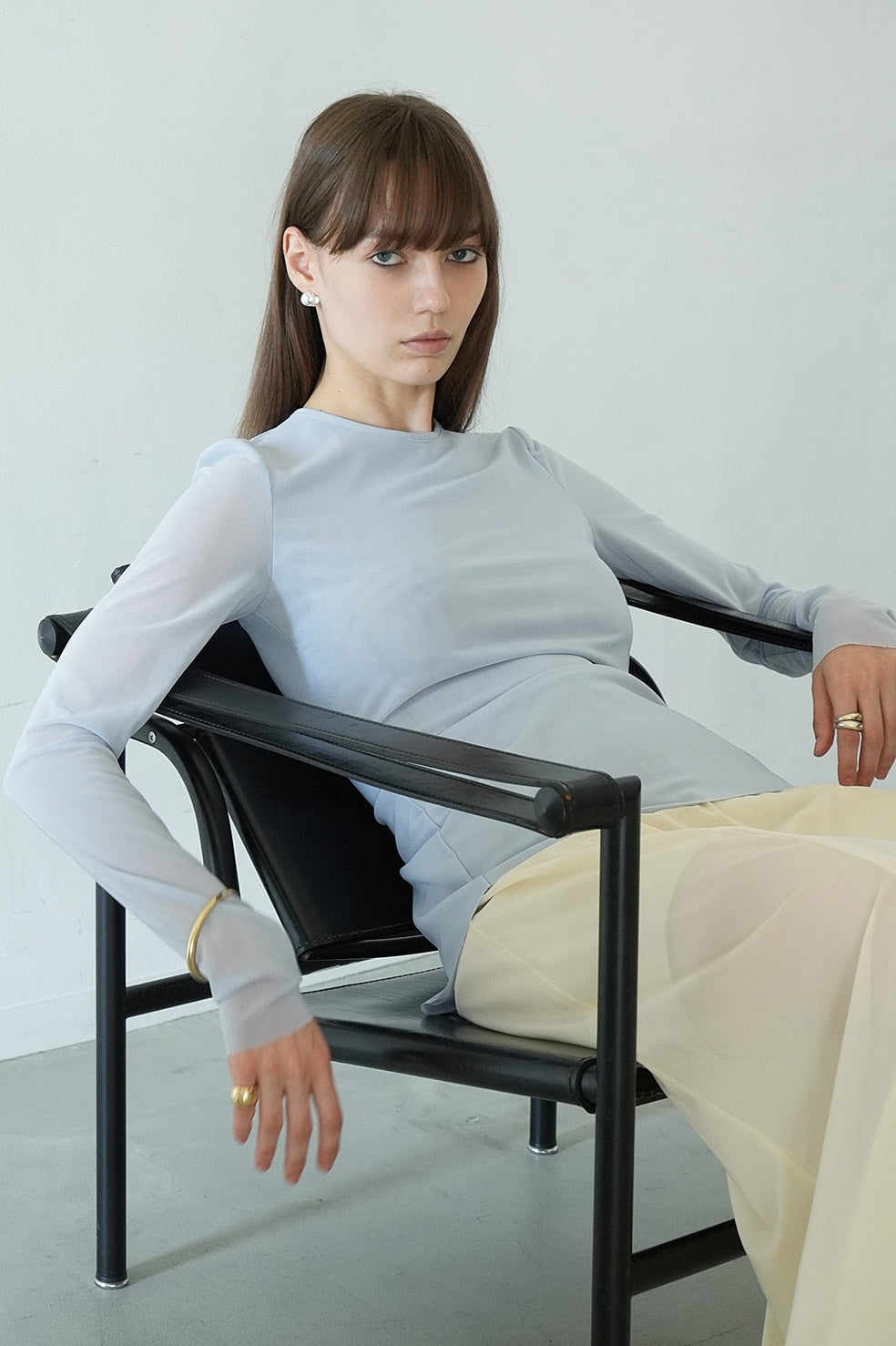 sheer mesh crew neck tops
