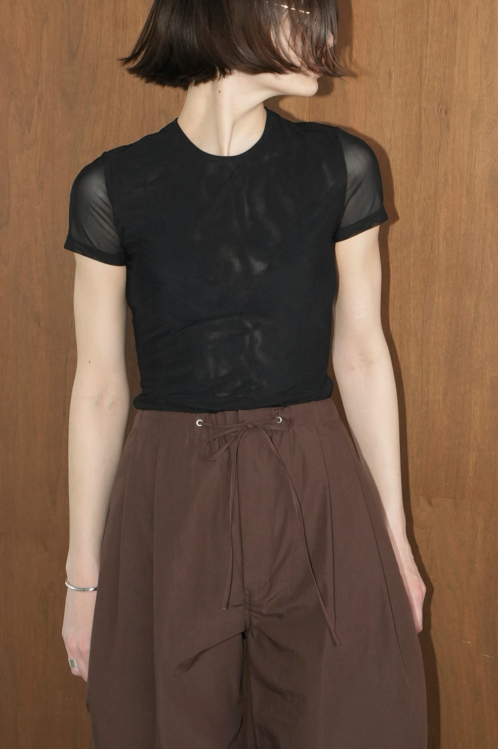 sheer mesh half sleeve tops