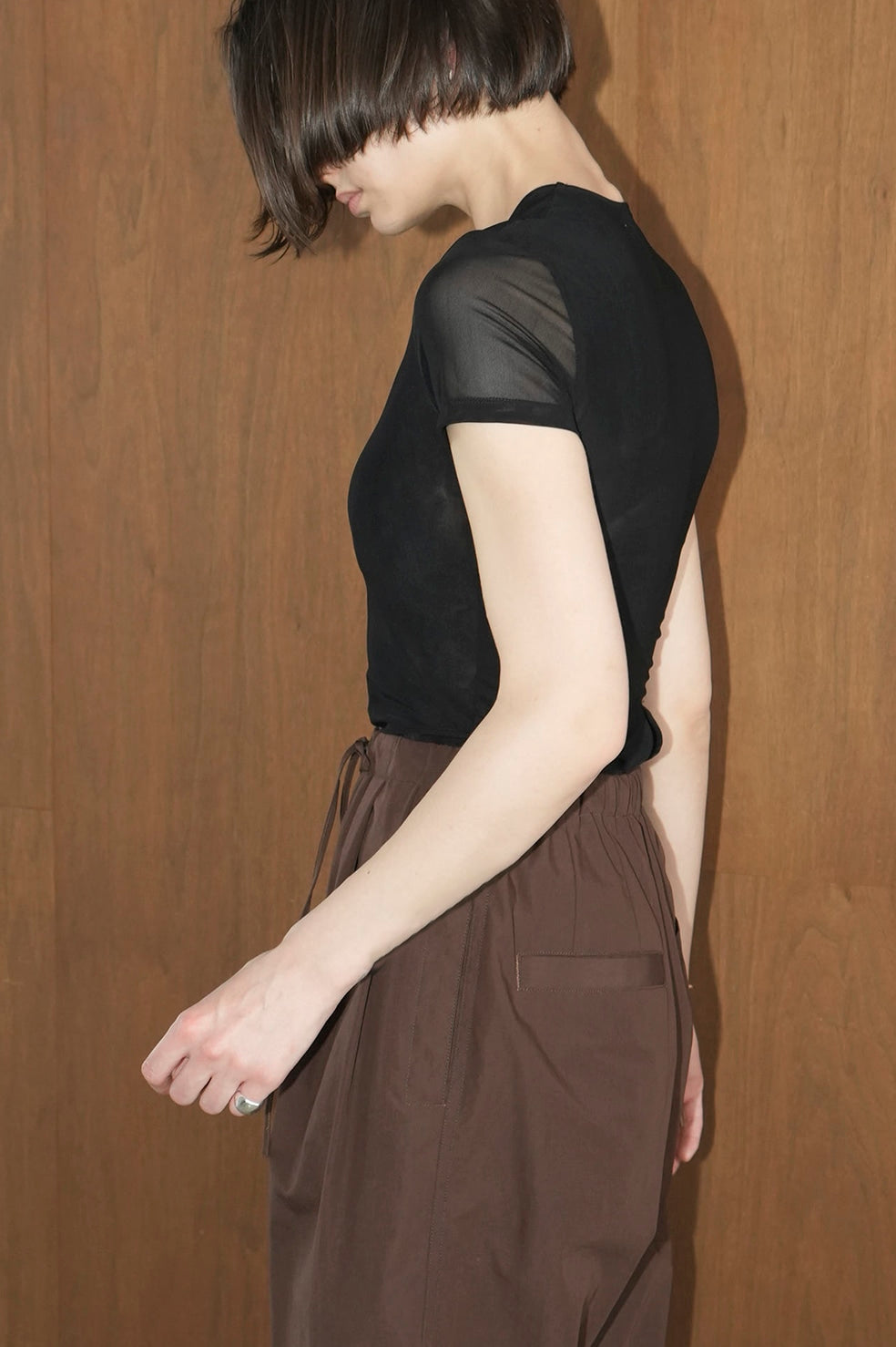 sheer mesh half sleeve tops