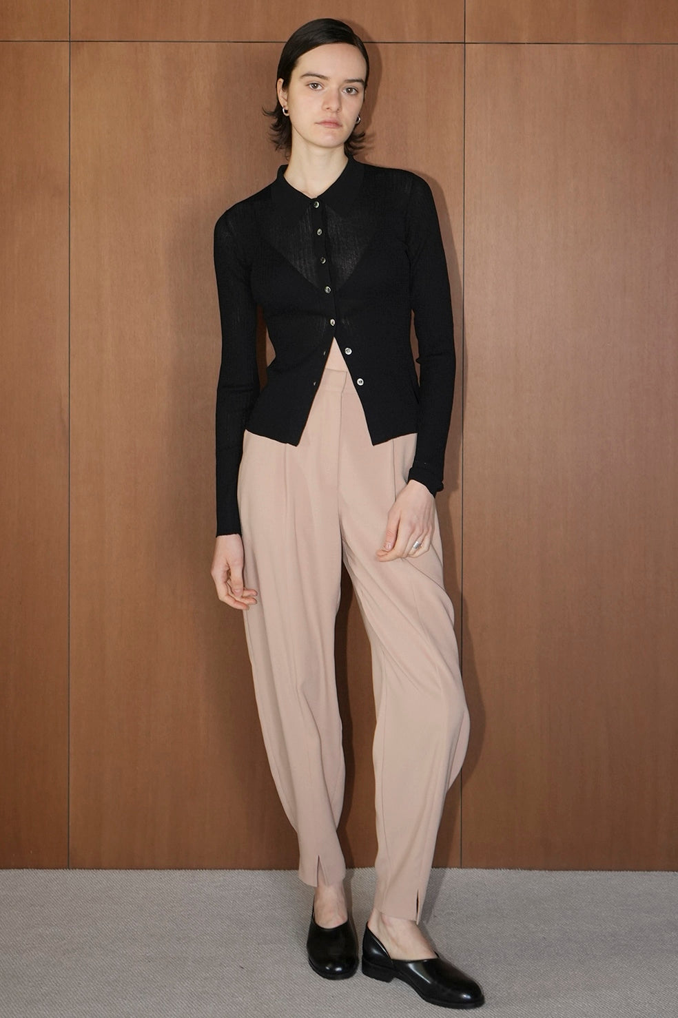 sheer rib knit shirt
