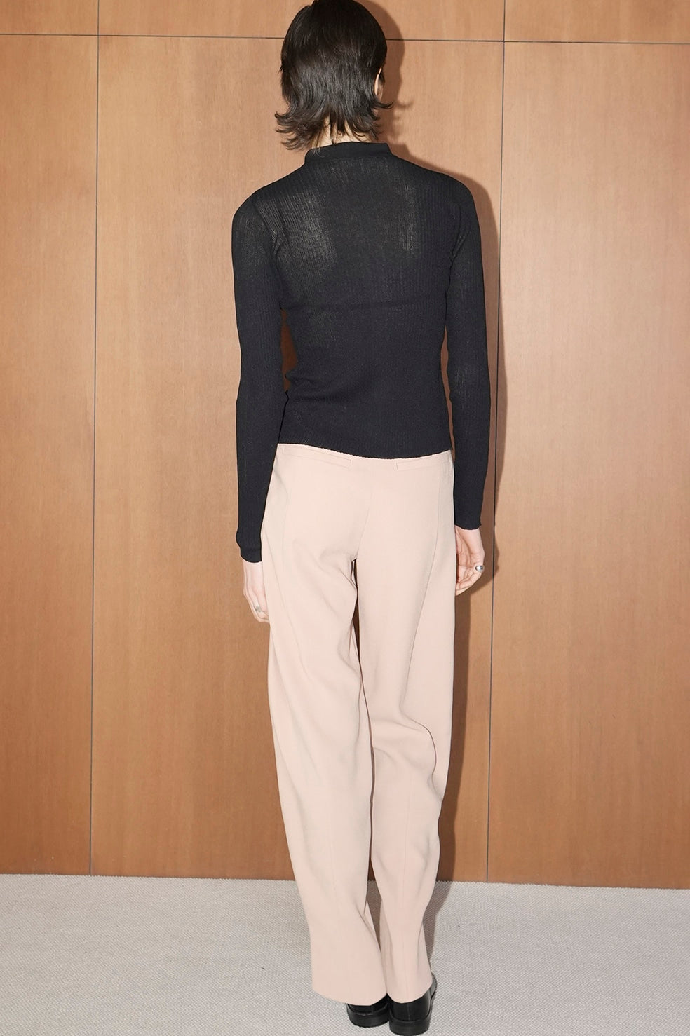 sheer rib knit shirt